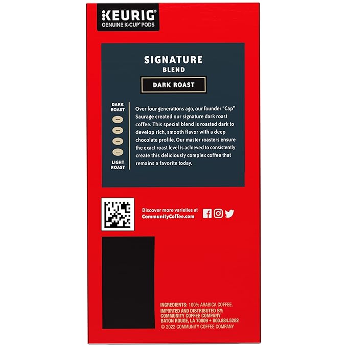 Community Coffee Signature Blend 96 Count Coffee Pods, Dark Roast, Compatible with Keurig 2.0 K-cup Brewers, 24 Count (Pack of 4)