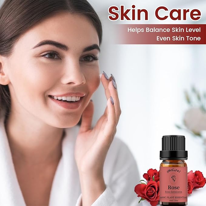 yethious Rose Lemon Essential Oils Set 2pcs*10ml 0.66oz 100% Organic Pure Aromatherapy Gift Oil Kit for Diffuser Rose Oil Essential Oil