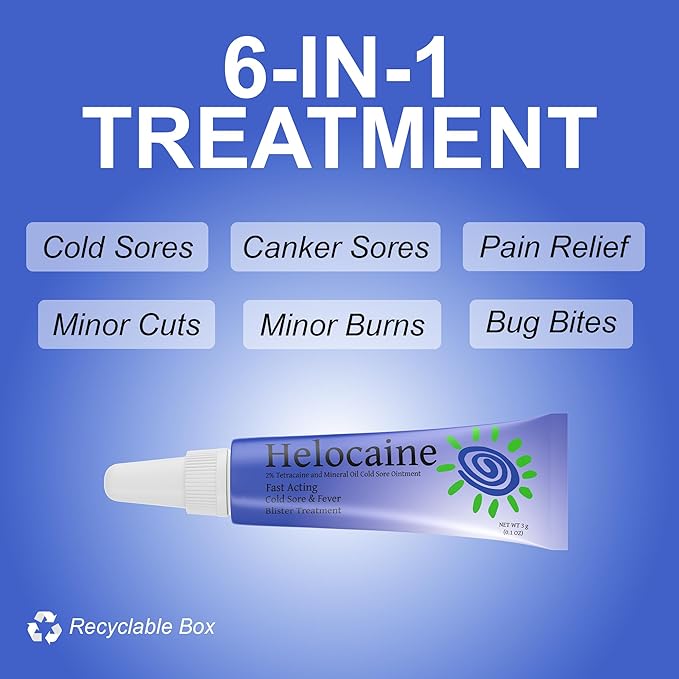 Fast Acting Cold Sore Canker Sore Treatment for Lips & Inside Mouth, Oral and Topical Rapid Pain Relief Over-The-Counter, 3g, 0.1 oz Tube, 1 Pack