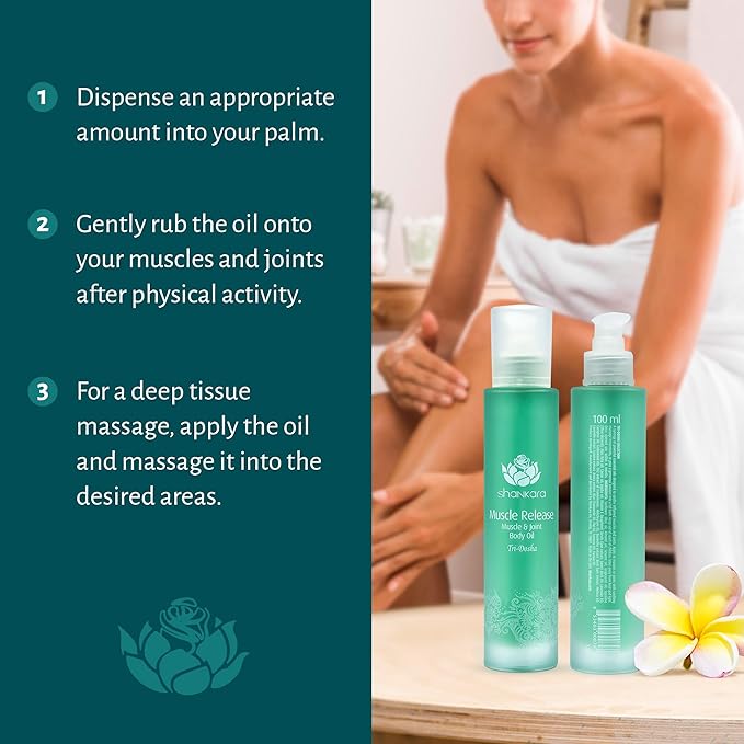 Shankara Muscle Relief Oil – Body Massage Oil for Sore Muscles and Joints with Arnica, Boswelia & Sweet Birch – Gua Sha, Ayurvedic Massage Therapy, Post Gym, Relaxation (100ml)