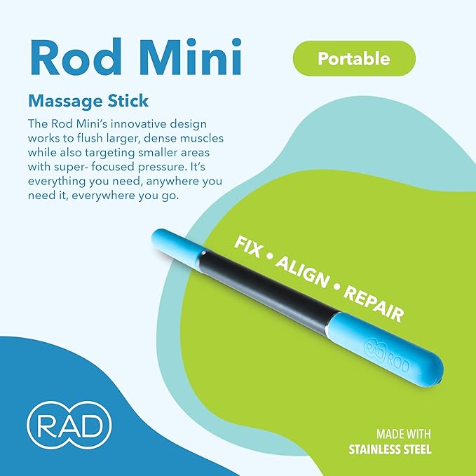 RAD Rod Mini – 16in Compact Deep Tissue Massage Roller Stick – Travel-Ready Myofascial Release Tool for Legs, Back, Neck, Arms & Shoulders – Muscle Roller for Mobility & Recovery