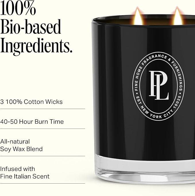 Preston Lane Luxury 3-Wick Scented Candle, Winterwatch, 24 oz Hand-Poured in USA | Long Burn Time (40–50 Hrs), Vegan Soy Wax Blend, Decorative Ceramic Vessel, Fine Italian Fragrance