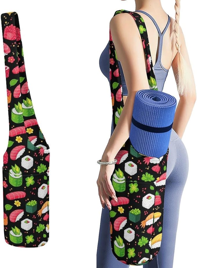 Aiyoolee Fashion Yoga Mat Bag with Large Pocket, Long Tote Yoga Bag Fit Most Mats Accessories