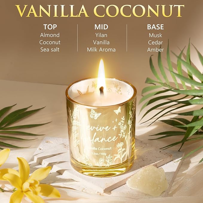 Scented Candles for Women, 3 Pack Candle Set Soy Candles for Home Scented Holiday Votive Candle Gifts Set, Valentine's Day Birthday Gifts for Women Her -Vanilla Coconut/Sandalwood Rose/Lemon Lavender