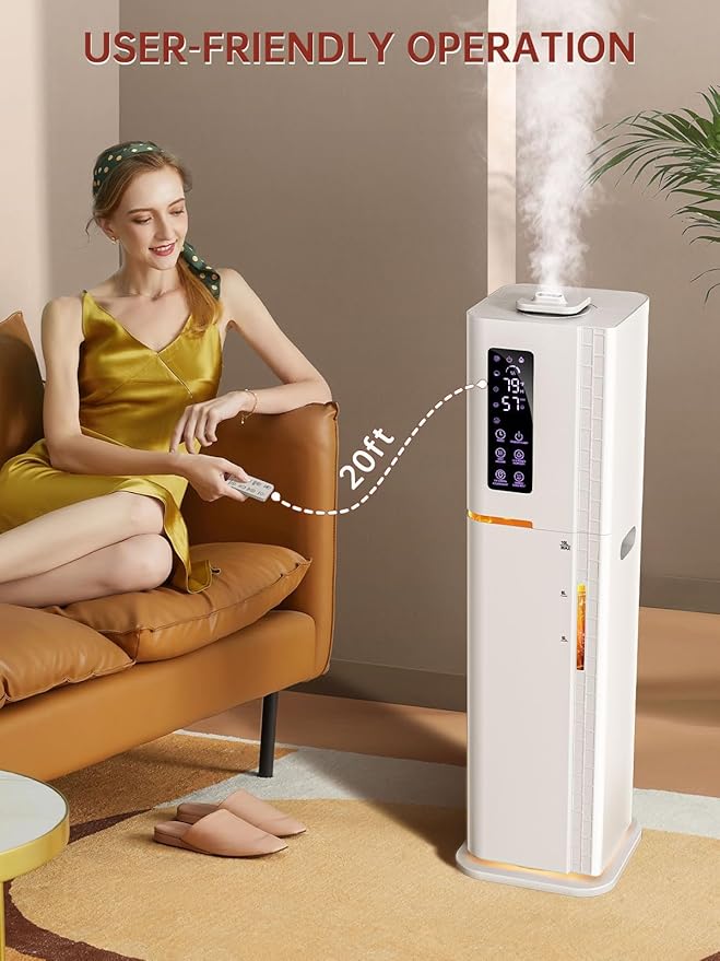 2.64Gal Humidifiers for Bedroom Large Room, Warm and Cool Mist up to 500ft², Top Fill Diffuser Ambient Light, 3 Mist Modes, 24H Timer,35dB Quiet Humidifier for Home Office Plant