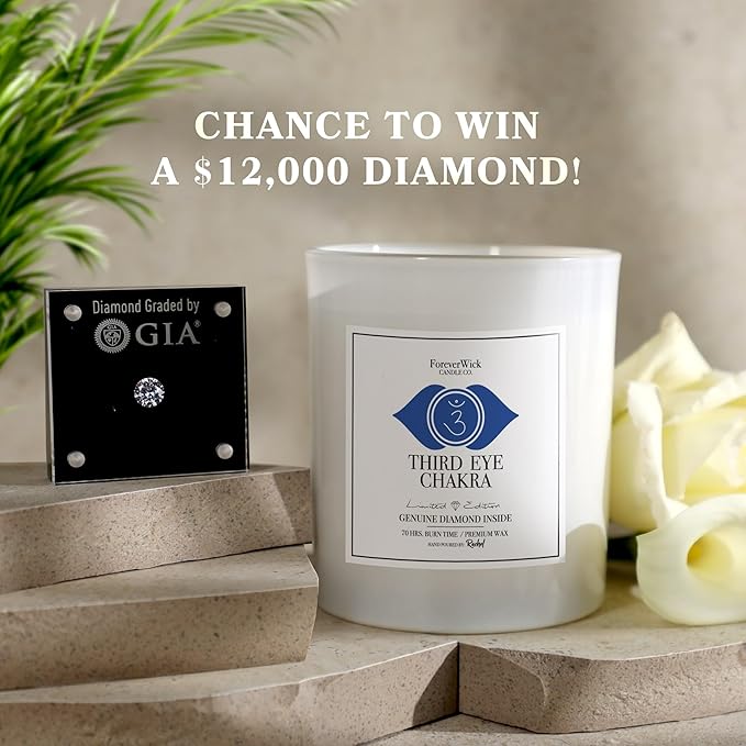 Foreverwick Third Eye Chakra Candle | Aromatherapy Candle | Soy Wax Natural Candles | Lapis Lazuli Crystals Candle | Jasmine Aroma Therapy Scented Candle | Zinc Free Wick Candle | 14 oz Organic Candle