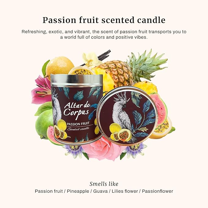 14 Oz Strong Scented Candles Long Lasting – Passion Fruit Candle - High End Luxury Candles for Home - Cute Candles for Women - Soy Wax Premium Blend - Decorative Candle for Men Gifts