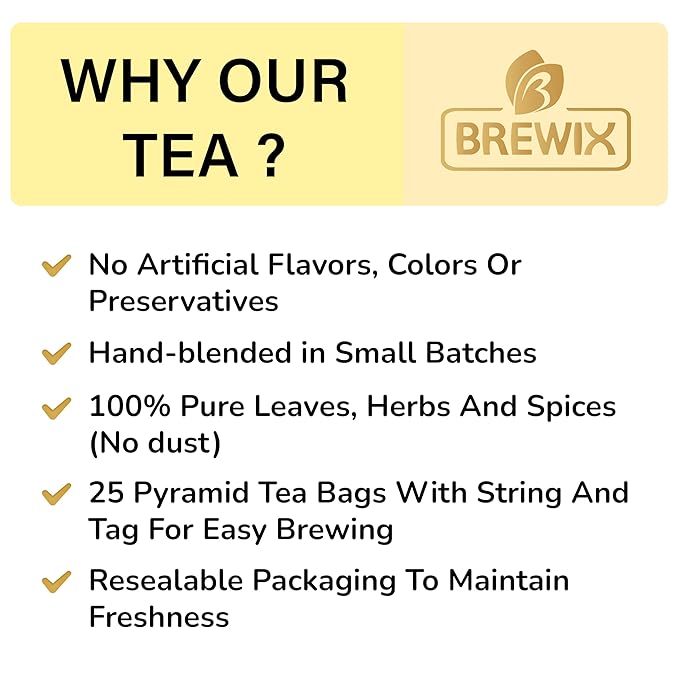 BREWIX, Dandelion Root Detox Tea (25 Pyramid Tea Bags) Caffeine-Free Herbal Blend with Ginger, Tulsi & Turmeric | Supports Liver Health & Gentle Cleanse | Natural & Refreshing | Direct from Source