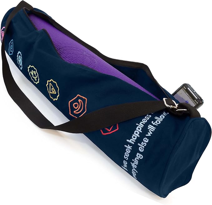 Premium Cotton Yoga Mat Bag with Shoulder Strap - Durable, Breathable and Lightweight Gym Bag to Carry the Standard or Extra Large Mat Sizes - Ideal for Yoga, Pilates & Fitness Equipment