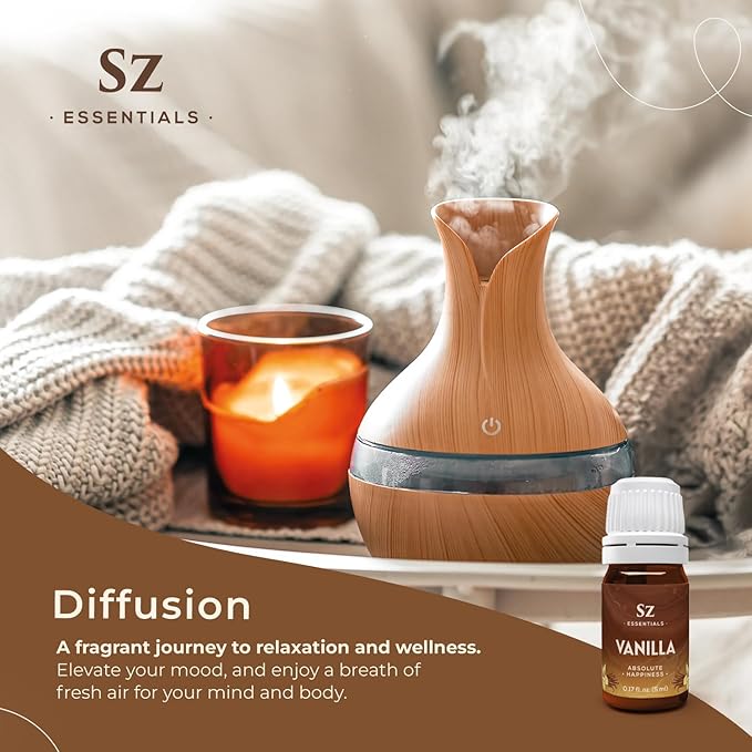 Vanilla 100% Pure, Essential Undiluted Oil - Extracted from Fresh Vanilla - Rich & Exotic Taste with Sweet Overtones - Therapeutic Grade & Vegan - 0.17oz (5ml)