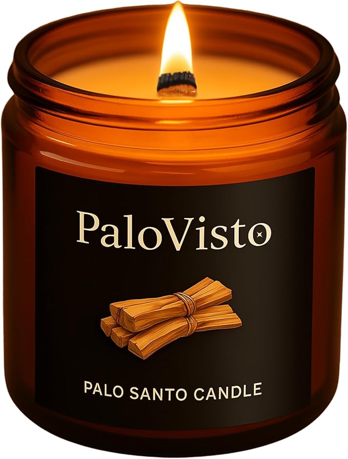 Palo Santo | Natural Coconut Wax Candle | Authentic Peruvian Palo Santo | Paraffin-Free | Crackling Wood | Handcrafted Gift | Luxury Aromatherapy for Home & Wellness | 8 oz | 60-Hour Burn