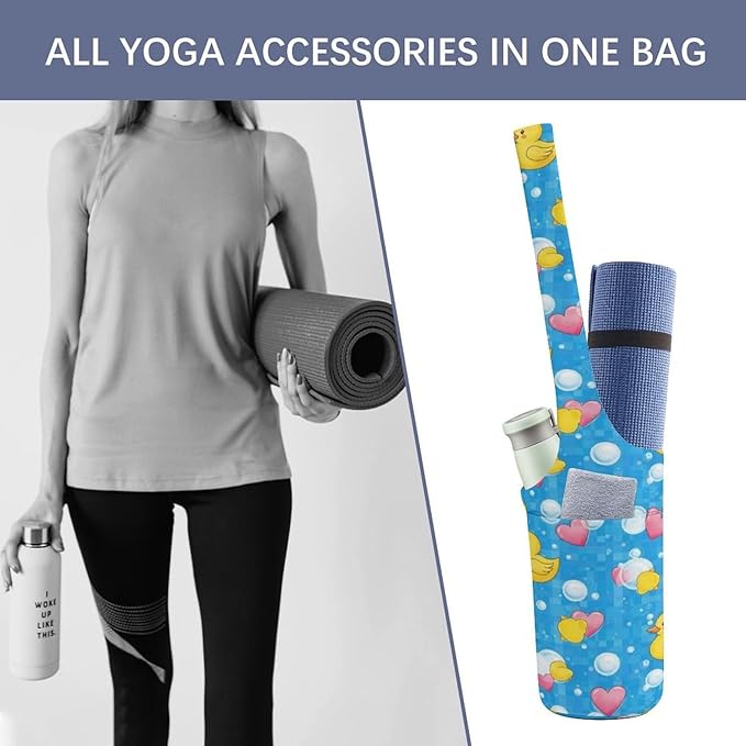 Meaudiwes Stylish Yoga Mat Bag for Women Exercise Mat Holder with Shoulder Strap Yoga Mats Totes Sports Storage Bag