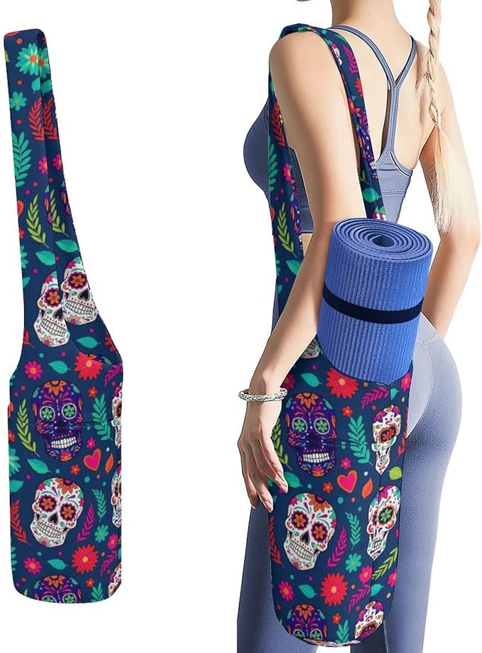 Aiyoolee Single Shoulder Yoga Mat Carrier Bag Portable Spacious with Pocket for Yoga Gym Fitness Travel