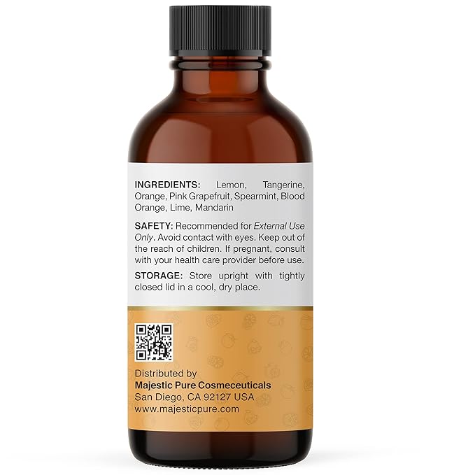 Majestic Pure Citrus Essential Oil Blend | 100% Pure & Natural for a Joyful, Positive Aroma | Pink Grapefruit, Orange, Spearmint, Lemon Essential Oil for Diffusers & Aromatherapy | 1oz