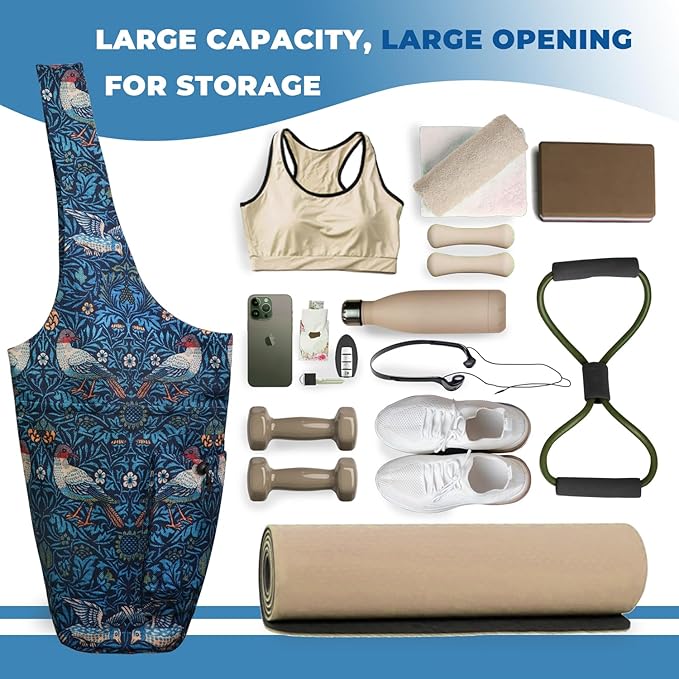 saniwu Yoga Mat Bag Carrier for Women Workout Large Waterproof with Zipper Pocket, Keychain and Wide Shoulder Straps