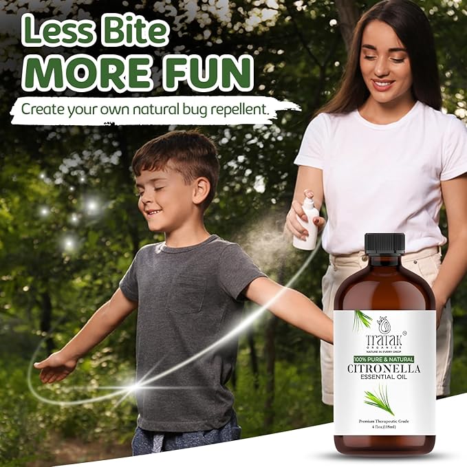 Citronella Essential Oil – 4 Fl Oz – 100% Pure and Natural Citronella Oil for Diffuser and Aromatherapy, Skin, Massage, Candle and Soap Making Fragrance - with Dropper