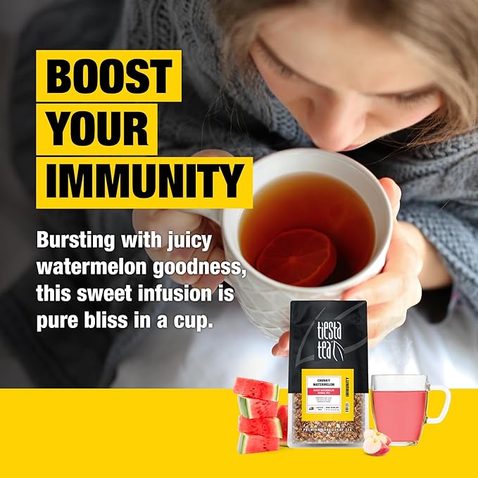 Tiesta Tea - Chunky Watermelon, Loose Leaf, Sweet Watermelon Herbal Tea, Premium Non-Caffeinated Fruit Blend, Makes Hot or Iced & Brews Up to 200 Cups, 16oz Resealable Bulk Pouch