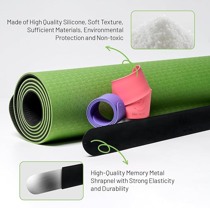 Slim Panda Yoga Mat Strap Slap Band, One Snap Keeps Mats Tightly Rolled, Heavy-Duty Clasp Fits Most Size Mats(24" L X 2" W)
