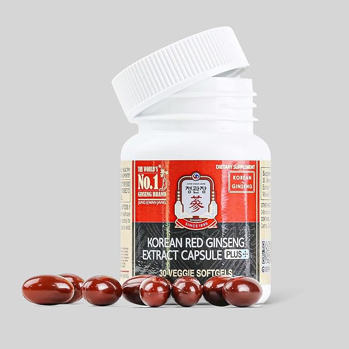 JUNG KWAN JANG Korean Red Ginseng Extract Capsules Plus | All-in-1 Focus Pills for Men & Women | Natural Energy Supplements, Circulation, Immune Support | 30 Capsules