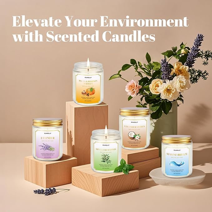 Lavender Candle, 9 oz Scented Candles for Home Soy Candle Wax, Long Lasting Aromatherapy Candles for Women, Birthday Christmas Gifts,Perfect for Creating a Relaxing Ambiance
