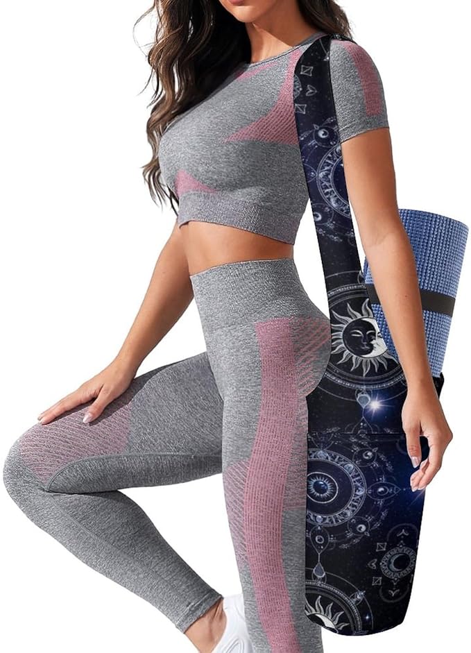 Meaudiwes Stylish Yoga Mat Bag for Women Exercise Mat Holder with Shoulder Strap Yoga Mats Totes Sports Storage Bag