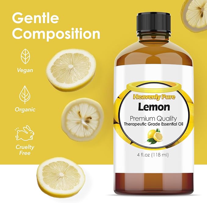 Lemon Essential Oil 4 oz with Dropper for Aromatherapy, Diffuser, Candle, and Mosquitoes (118 ml)