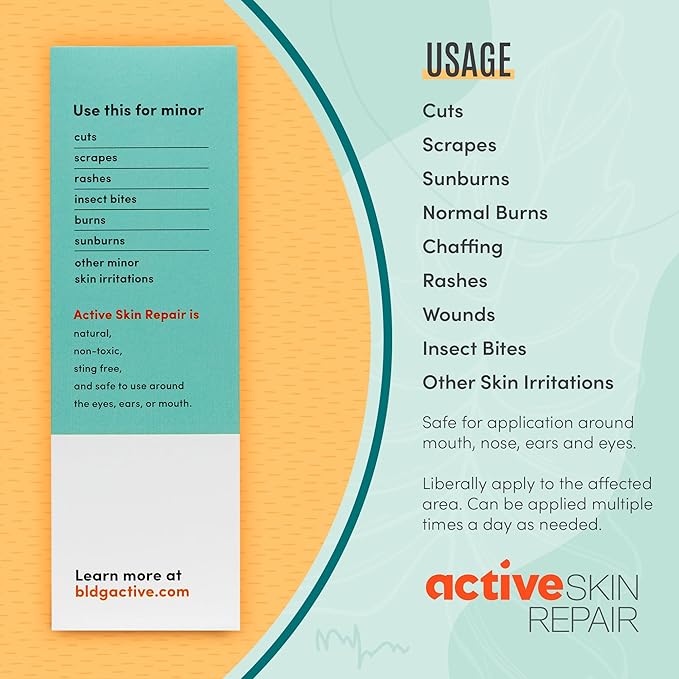 Active Skin Repair First Aid Healing Skin Spray - Natural & Non-Toxic with Hypochlorus Acid for Minor Cuts, Wounds, Scrapes, Rashes, Sunburns, & More, 3 oz