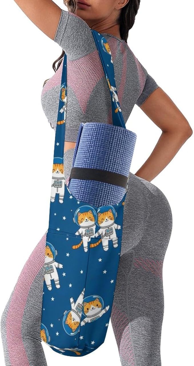 Meaudiwes Stylish Yoga Mat Bag for Women Exercise Mat Holder with Shoulder Strap Yoga Mats Totes Sports Storage Bag