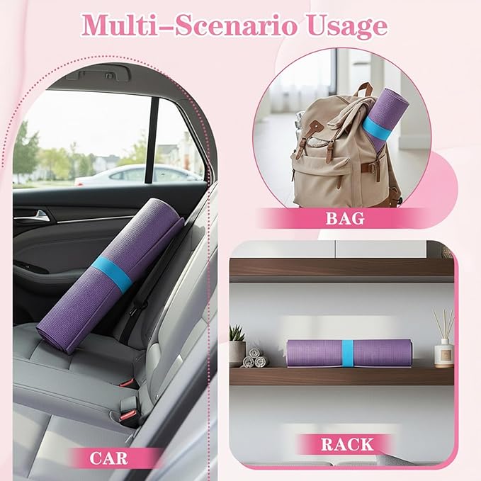 APLZGMG Yoga Mat Strap, One Snap Yoga Mat Slap Band for Keep Mats Tightly Rolled, Elastic One Snap Straps Band