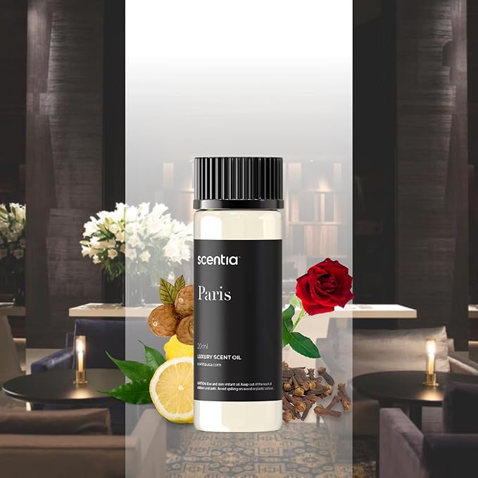 Scentia Hotel Diffuser Oil Inspired by The Hotel Costes Paris - 20 mL 0.67 fl oz - Fragrance Oil Blend Rose, Clove & Sandalwood for Aromatherapy Diffuser & Humidifiers - Paris, Thanksgiving Gift