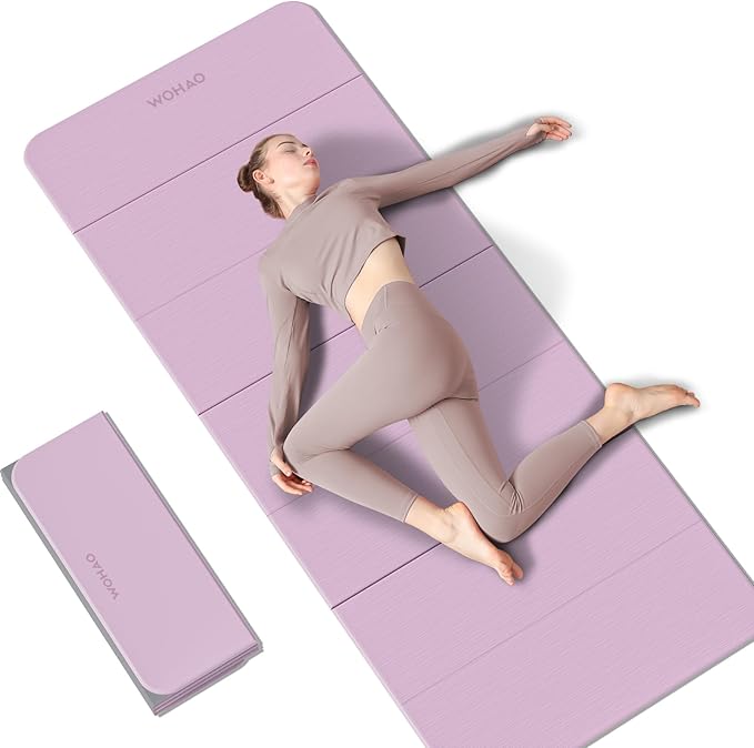 WOHAO 7-Fold Yoga Mat 70"x24" - 1/2 Inch Thick Folding Exercise Mat, Compact Non-Slip TPE Mat for Travel, Storage, Yoga & Home Gym, Lightweight & Portable
