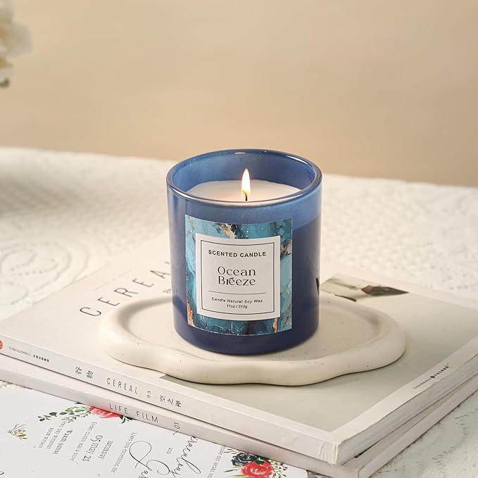 Ocean Breeze Candle,Spring & Summer Scented Candle,Natural Soy Wax Candles for Home Scented,Candle Gift for Women Men,8.5oz