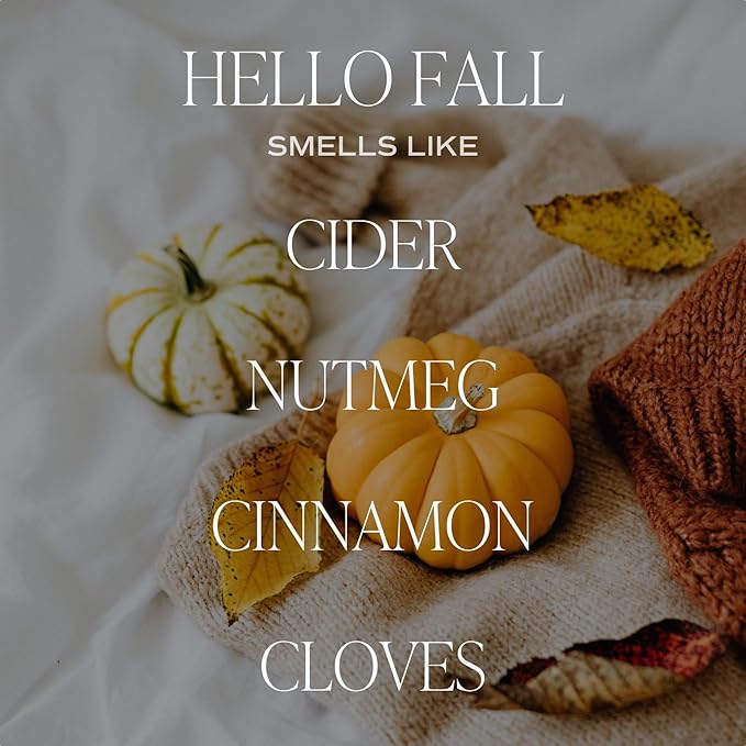 Sweet Water Decor Hello Fall Candle | Cinnamon, Apples, and Clove Autumn Scented Soy Candles for Home | Halloween Fall Candle 9oz Clear Jar, 40 Hour Burn Time, Made in The USA
