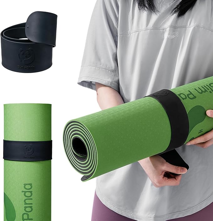 Slim Panda Yoga Mat Strap Slap Band, One Snap Keeps Mats Tightly Rolled, Heavy-Duty Clasp Fits Most Size Mats(24" L X 2" W)