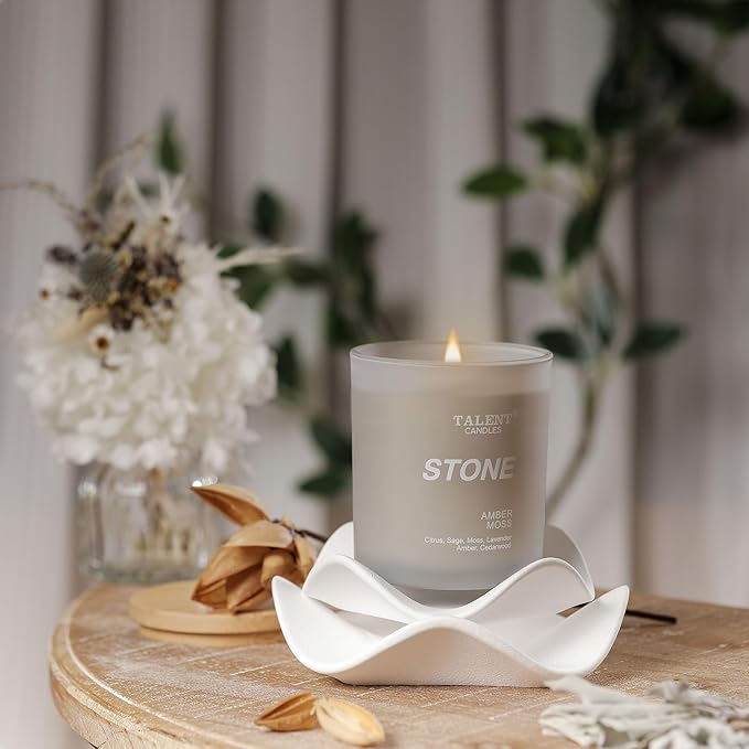 Candles for Home Scented, Natural Soy Wax, Scented Candle Stress Relief and Relaxation, Amber Moss, Medium Jar, Ideal for Home and Bedroom Decor