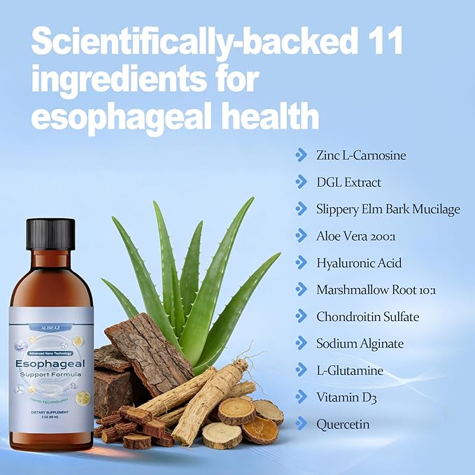 EsoRepair Nano Esophageal Health Supplements for Men & Women - Digestive Comfort, Heartburn Relief & Tissue Healing - Slippery Elm Bark, Zinc L-Carnosine & Aloe Vera Extract - Non-GMO & Dairy Free