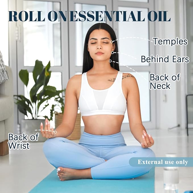 Calm Essential Oil Roll On, Aromatherapy Roll On Oil Blends for Stress Relief, Massage, Self Care Relaxation Gift
