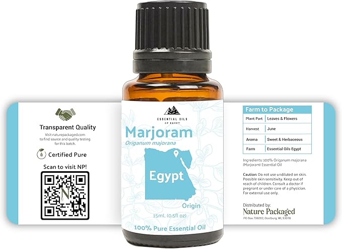 Marjoram Essential Oil - Aceite de Mejorana Direct from Egypt for Massage & Aromatherapy | Premium Therapeutic Grade (15ml)