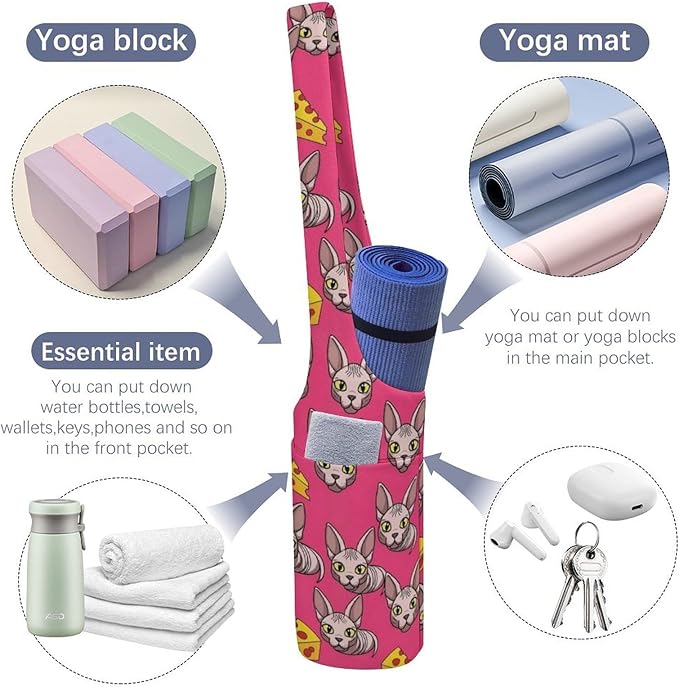Aiyoolee Yoga Mat Bag for Women with Large Pocket, Yoga Gifts Accessories with Adjustable Shoulder Strap for Workout Stuff