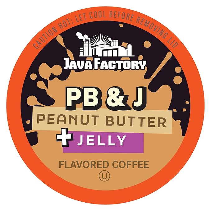 Java Factory Flavored Coffee Pods, Peanut Butter and Jelly, Compatible with K Cup Brewers, 40 Count