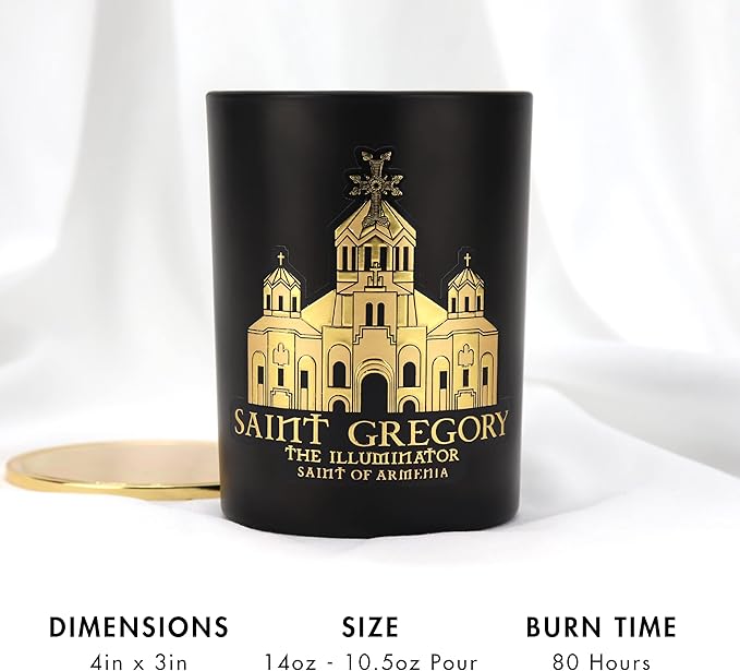 SAINT Saint Gregory The Illuminator Scented Candle with Prayer and Prayer Coin, Saint of Armenia, Soy Coconut Aromatherapy Candle with 80 Hour Burn Time, Special Edition