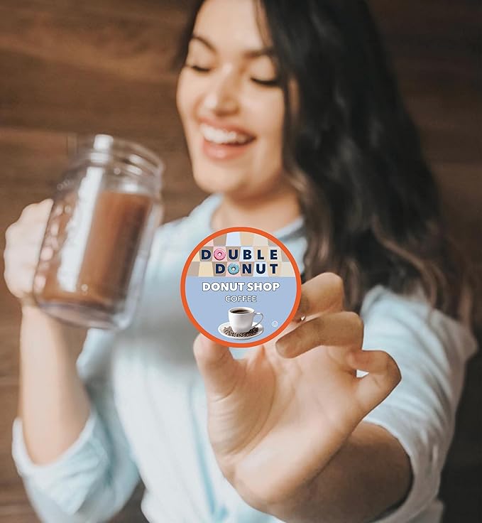 Double Donut Donut Shop Flavored Coffee Pods,Medium Roast Coffee, Compatible with Keurig K Cups Brewers, 72 Count Value Pack