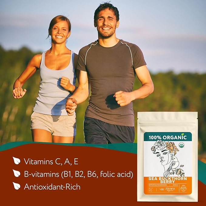 Organic Sea Buckthorn Berry – Sea Buckthorn Tea, Dried Seaberry, Seabuckthorn – Espino Amarillo – Rich in Nutrients Superfood Berries for Immunity, Heart, Digestion, Liver, Skin – 4 Ounces