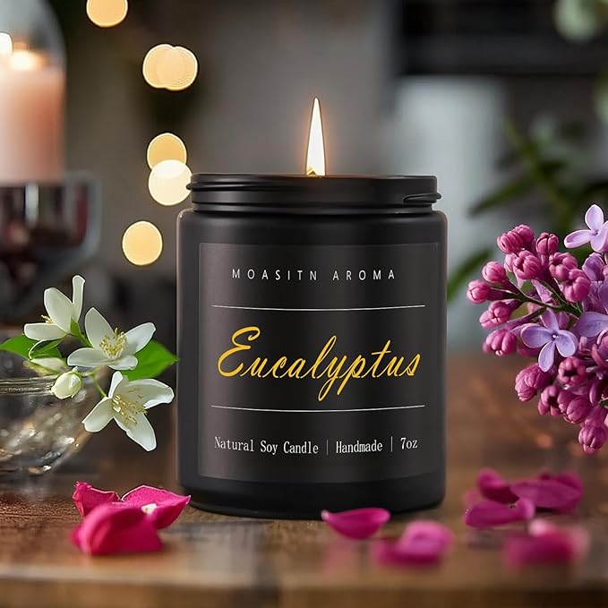 MOASITN Eucalyptus Natraul Soy Candle| Mint,Eucalyptus,Basil Heavenly Scented Candel for Home Aromatheraphy| Handmade,Long Lasting,Clean Burn| Women,Men Gift for Relaxing,Housewarming,Birthday|7oz