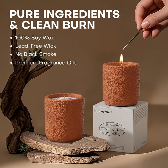 Scented Candles for Home, Natural Soy Wax Candle Gift Set, Non-Toxic Cement Jar Candles, Luxury Aromatherapy for Stress Relief, Highly Scented, Gifts for Women and Men, Cedar Aura