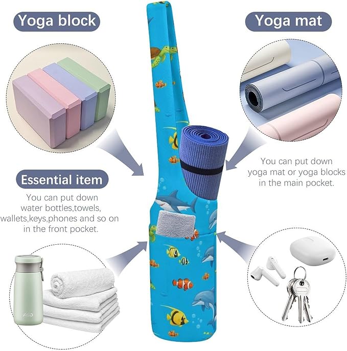 Meaudiwes Large Yoga Mat Bag Fit Most Size for Ladies Yoga Mats Carrier Bags Multi-Functional Exercise Mat Holder Storage Bag