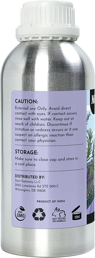 16 fl oz - Rosemary Essential Oil (100% Pure & Natural) Large Aluminum Bottle for Aromatherapy, Diffuser, Candle & Soap Making - Minamino Blends