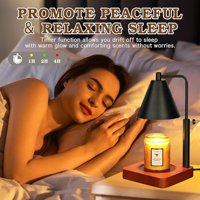 Modern Candle Warmer Lamp with Timer, Black Candle Lamp Warmer for Jar Candles, Birthday Gifts for Men, Dad, Women, Mom, Adjustable Metal Candle Lamp Dimmable, Vintage Home Decor