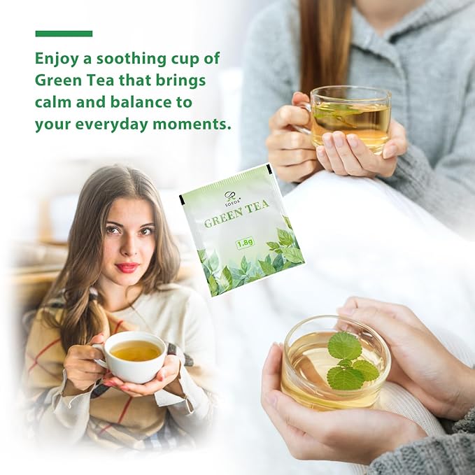 Soeos Green Tea, 6.3 oz (180g), 200 Tea Bags, Pack of 2, Refreshing and Fragrant, Sustainably Sourced, Ideal for Hot or Iced Tea, Long-Lasting Freshness