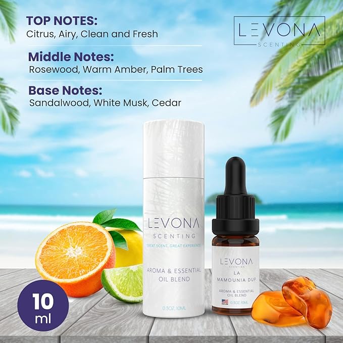 Levona Scent Essential Oils - Scents for Home, Hotel & Office Use - Perfect for Home Diffuser & Humidifiers - Aroma Fragrance Oil, Ideal for Massage, Relaxation, and Spa - La Mamounia Dup, 10ml